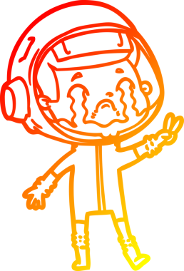 Bir insan tarafından çizilmiş, ağlayan bir astronotun sıcak çizgi çizimi