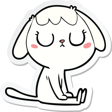 Bir insan tarafından çizilmiş şirin bir köpeğin çıkartması.