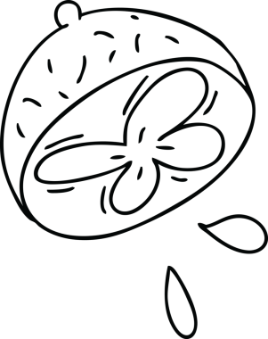 Bir insan tarafından çizilmiş tuhaf çizgi film limonu.