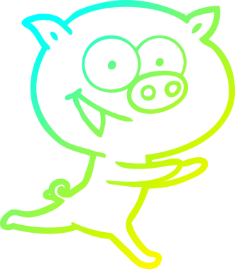 Bir insan tarafından çizilmiş neşeli bir domuz çizgi filmi.