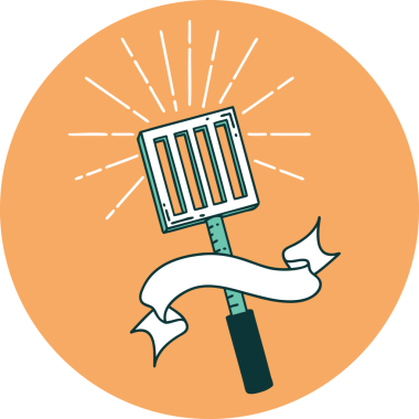 Bir insan tarafından çizilmiş dövme stili mutfak spatulasının simgesi