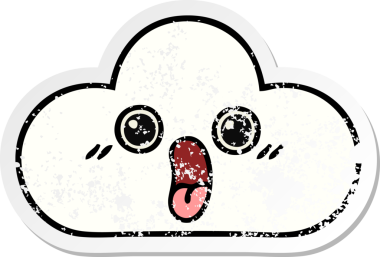 Bir insan tarafından çizilmiş şirin bir karikatür bulutunun sıkıntılı çıkartması.