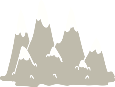 Bir insan tarafından çizilmiş düz renkli karikatür dağları