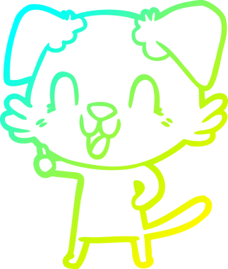 Bir insan tarafından çizilmiş gülen çizgi film köpeğinin soğuk çizgisi.