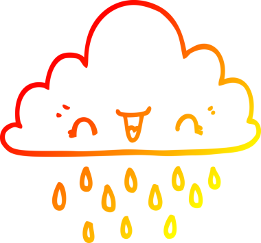 Bir insan tarafından çizilmiş bir karikatür fırtına bulutunun sıcak çizgi çizimi