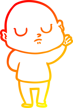 Bir insan tarafından çizilmiş kel bir adamın sıcak çizgi çizimi.