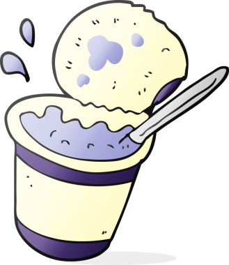 Bir insan tarafından çizilmiş karton yoğurt.