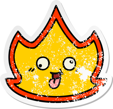 Bir insan tarafından çizilmiş şirin bir çizgi film yangınının sıkıntılı çıkartması.