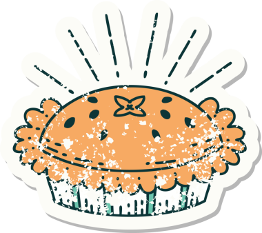 Eski bir dövme stili. Bir insan tarafından çizilmiş harika bir turta.