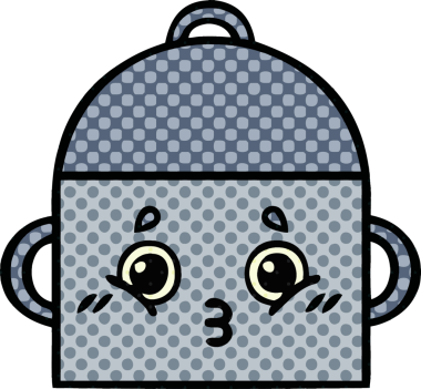 Bir insan tarafından çizilmiş yemek tenceresinin çizgi romanı.