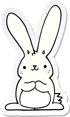 Bir insan tarafından çizilmiş çizgi film tavşanının çıkartması.