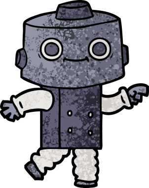 Bir insan tarafından çizilmiş çizgi film robotu