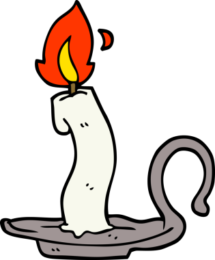 Bir insan tarafından çizilmiş karalama yanan mum.