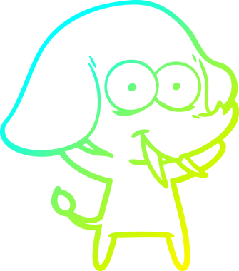 Bir insan tarafından çizilmiş mutlu bir filin soğuk gradyan çizgisi.