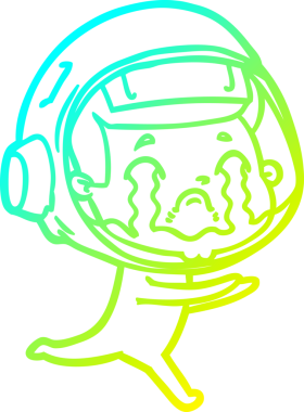 Bir insan tarafından çizilmiş ağlayan astronot çizgi filmi.