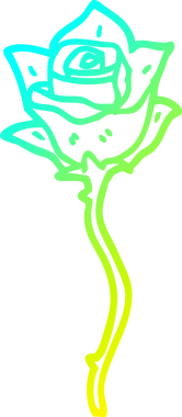 Bir insan tarafından çizilen kırmızı gülün soğuk gradyan çizgisi