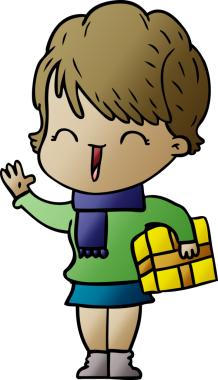 Bir insan tarafından çizilmiş gülen kadın çizgi filmi.