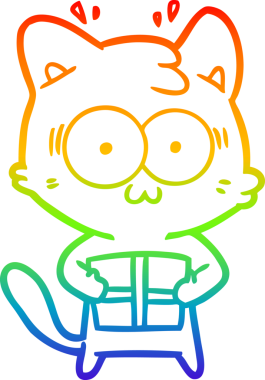 gökkuşağı gradyan çizgi çizimi bir insan tarafından çizilmiş sürpriz bir kedi