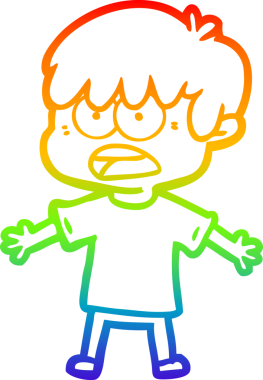 Bir insan tarafından çizilmiş endişeli bir çizgi film çocuğunun çizimi.