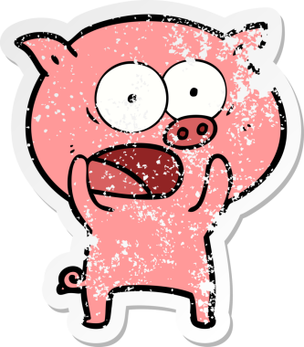 Bir insan tarafından çizilmiş bağıran bir domuzun sıkıntılı çıkartması.