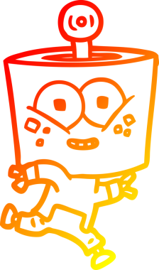 Bir insan tarafından çizilen mutlu çizgi robot çizimi.