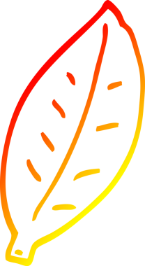 Bir insan tarafından çizilen çizgi film yaprağının sıcak gradyan çizimi