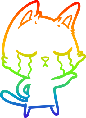 Bir insan tarafından çizilmiş ağlayan çizgi film kedisinin çizimi.