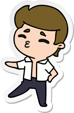 Etiket çizimi, illüstrasyon kawaii 1950 Bir insan tarafından çizilmiş şirin çocuk