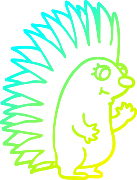 Bir insan tarafından çizilen sivri uçlu kirpinin soğuk gradyan çizimi.