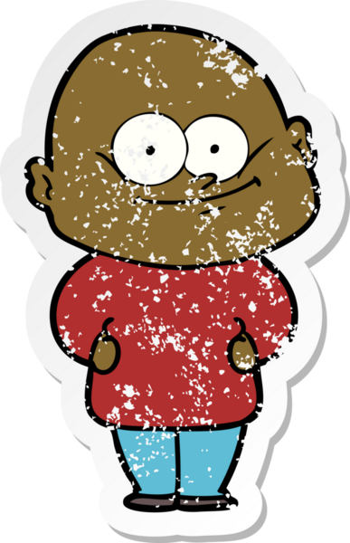 Bir insan tarafından çizilmiş kel bir adamın sıkıntılı çıkartması.