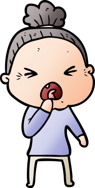 Bir insan tarafından çizilmiş kızgın yaşlı kadın çizgi filmi.