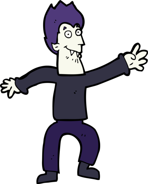 Bir insan tarafından çizilmiş bir vampir çizgi filmi.