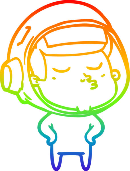 gökkuşağı gradyan çizimi bir çizgi insan tarafından çizilmiş kendinden emin astronot