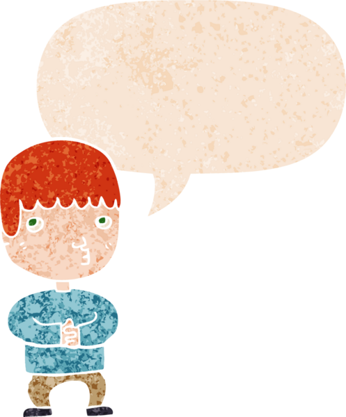 Konuşan karikatürist; grunge içinde konuşma baloncuğu sıkıntılı retro dokuma tarzı bir insan tarafından çizilmiş