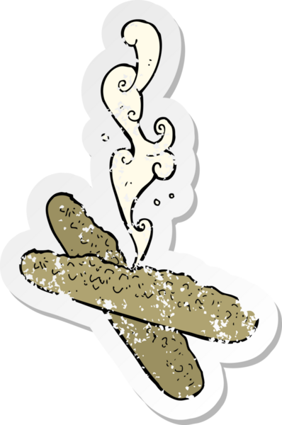 Bir insan tarafından çizilmiş taze pişmiş ekmeğin retro sıkıntılı çıkartması.