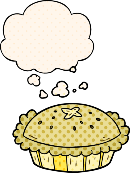 Bir insan tarafından çizilmiş, düşünce baloncuklu çizgi film pastası.