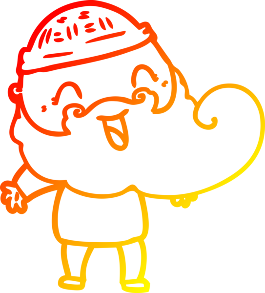 Bir insan tarafından çizilmiş mutlu sakallı bir adamın sıcak çizgisi.