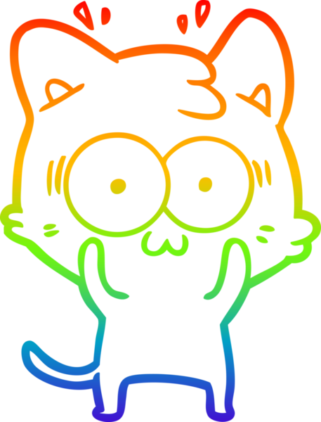 gökkuşağı gradyan çizgi çizimi bir insan tarafından çizilmiş sürpriz bir kedi