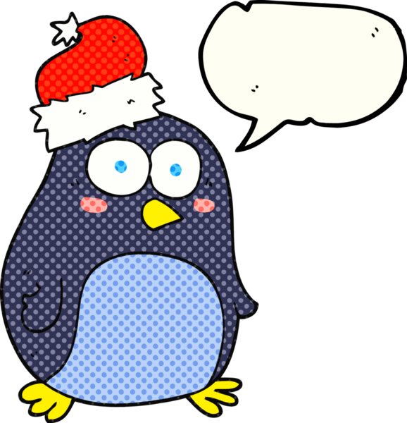 Bir insan tarafından çizilmiş serbest çizilmiş çizgi roman konuşma balonu pengueni.