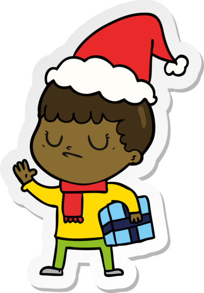 Bir insan tarafından çizilmiş Noel Baba şapkası giyen huysuz bir çocuğun el yazısı.