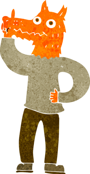 Bir insan tarafından çizilmiş bir fikri olan tilki adam.