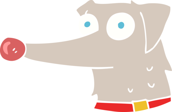 Bir insan tarafından çizilmiş tasmalı bir köpeğin düz renk çizimi