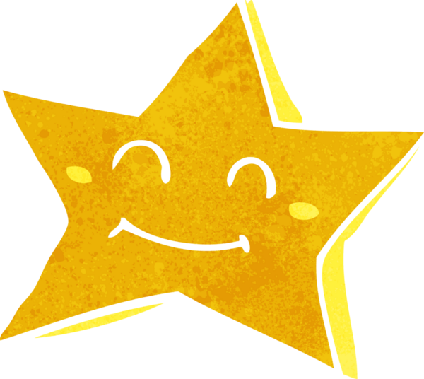 bir insan tarafından çizilmiş mutlu bir yıldız karakteri