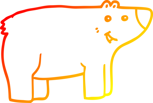 Bir insan tarafından çizilen çizgi film ayısının sıcak çizgi çizimi