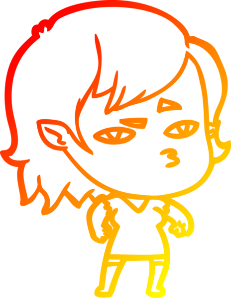 Bir insan tarafından çizilmiş bir vampir kız çizgi çizimi.