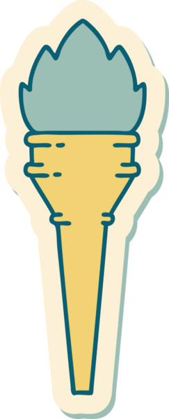 Bir insan tarafından çizilmiş geleneksel bir meşale stili dövme çıkartması.