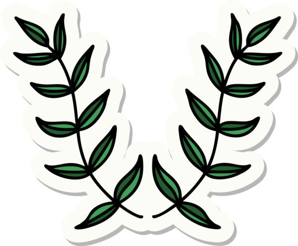 Bir insan tarafından çizilmiş defne defne stili dövme çıkartması.