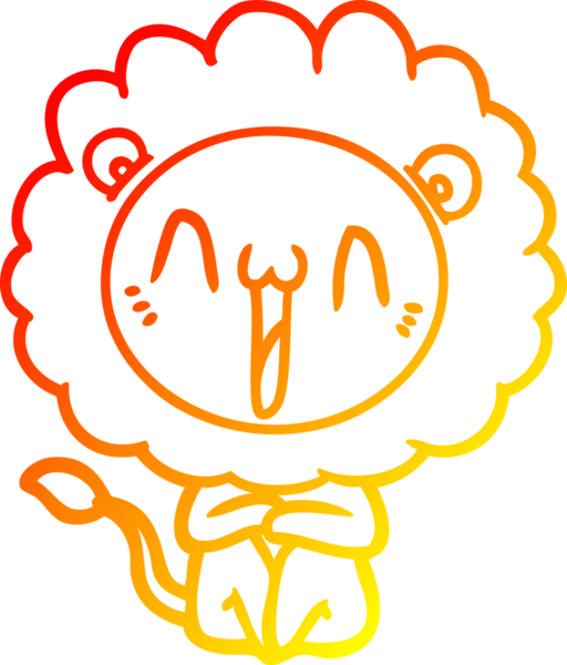 Bir insan tarafından çizilmiş mutlu çizgi film aslanının sıcak çizgi çizimi