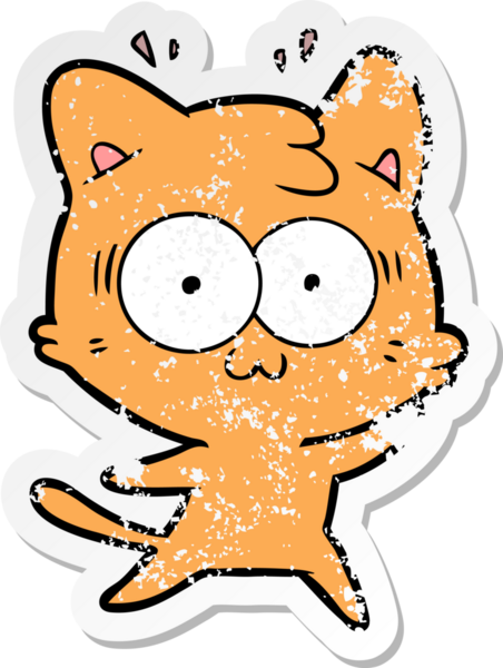 Bir karikatür çıkartması bir insan tarafından çizilmiş kediye şaşırttı.