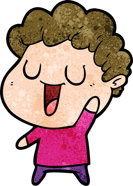 Bir insan tarafından çizilmiş gülen karikatür adam.